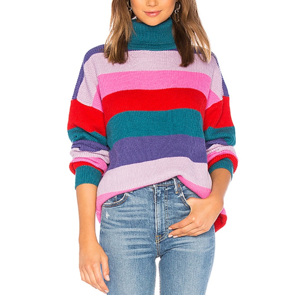 Lovers + Friends Marianne Rainbow Stripe Sweater